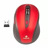 NGS EVO MUTE RED - Kabellose Optische Maus, 2.4GHz, USB-Maus für Computer oder Laptop mit 5 LautloseTasten und Scrollfunktion, 800/1600dpi, Rot