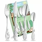 Kuppels Kinderbesteck mit Namensgravur – Kinder Besteck Set ab 3 Jahre, 4-teilig, Edelstahl, spülmaschinengeeignet – personalisiertes Taufgeschenk für Mädchen & Jungen, Bauernhoffreunde