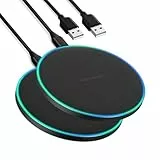 15W Wireless Charger, Eisreho Induktive Ladestation für iPhone 17/16/1514/13/12/Pro/Max/Plus/Mini/XS/XR, AirPods, Induktions Kabelloses Ladegerät für Samsung Galaxy S25/S23/S22/S21/S20/Note 20, 2 PACK