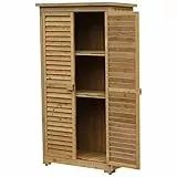 Outsunny Gartenschrank Holz, Geräteschuppen wetterfest 87x46,5x160cm, Gerätehaus mit Tür, Pultdach, Böden, Geräteschrank, Gartenhaus Werkzeugschrank Gartenschuppen für Garten, Terrasse, Natur