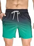Arcweg Herren Badeshorts mit Ultralight Badehose & Schwimmhose für Männer, Schnelltrocknend & Atmungsaktiv – Perfekt für Pool, Meer, Strandurlaub und Freizeit Schwarz + Grüner M(EU)