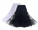 DRESSTELLS Petticoat Unterrock Damen Reifrock Dirndl Petticoats 1950er Rockabilly Kleider Pettycode Unterrock Kurz Tüllrock Meerjungfrau Kostüm 2-Pakete(Black+White) S