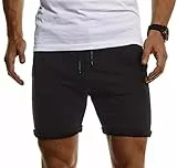 Leif Nelson Herren Kurze Hose Jogging Shorts Kurze Trainingshose Sporthose Slim Fit Männer Kurze Jogginghose Fitnesshose Fitness-Short für Training Sport Bodybuilding LN8316; M; Schwarz