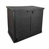 Duramax Cedargrain StoreAway 1200L Gartenhaus aus Kunststoff / flacher Deckel, Mülltonnenbox, Gartenhaus, solide Konstruktion, ideal für Werkzeuge, BBQs und 2x 240L Mülltonnen, 145x85x125 cm, Braun