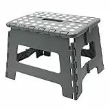 ZOLLNER Tritthocker faltbar - Klapphocker für Kinder und Erwachsene bis 120kg - Anti-Rutsch-Beschichtung - mit praktischem Tragegriff - extrem leicht - 22 cm hoch - Kunststoff - anthrazit