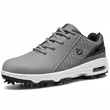 Fenlern Golfschuhe für Herren mit Luftmatratze, wasserdicht, mit Spitze F006, Grau / Weiß, 42 EU
