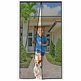 Fliegengitter Tür Ohne Bohren 100x220cm,Insektenschutz Tür Starken Magneten,3.8CM Verbreiterter Türkopf,Fliegengitter Magnet Balkontür/Terrassentür/Kellertür,Kanten aus Oxford-Stoff,Schwarz