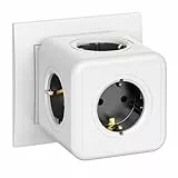 Steckdosenwürfel Überspannungsschutz,Mehrfachsteckdose Cube, 5 in 1 Steckdosenleiste,Steckdosenadapter für Küche und Wohnzimmer, weiß