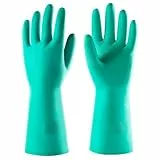 ThxToms Chemikalienschutzhandschuhe Gegen Öle Säuren & Lösungsmittel,abriebfest, resistent-Entspricht DIN EN 388 & 374,Wasserfeste Nitrilhandschuhe (M)