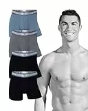 CR7 Boxershorts Herren Baumwolle (4er Pack) Unterhosen Männer von Cristiano Ronaldo - Blau/Schwarz/Grau