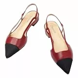 C.PARAVANO Slingback Flach Pumps I Slingback Pumps I Damen Slingback I Slingback Schwarz Damen I Pumps Damen I Slingback Pumps Damen I Flache Schuhe Knöchel Strap Sandalen (Größe 39, Rot)
