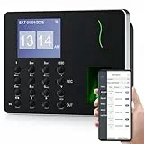 NGTeco App-basierte Zeituhr, Fingerabdruck & PIN-Zeituhren für Mitarbeiter Kleinunternehmen, 2,4 GHz WiFi biometrische Uhr in Maschine für Mitarbeiter mit APP für iOS Android, keine monatliche Gebühr