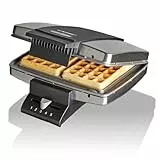 Cloer 1445 Brüsseler Waffeleisen für traditionelle Belgische Waffeln, 930 W, Backampel, mattiertes Edelstahlgehäuse