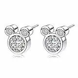 Damen Ohrringe 925 Sterling Silber Ohrstecker Maus Ohrringe Stecker mit Zirkonias Silber Ohrringe für Frauen Mädchen Kinder