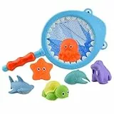 TENGWA 7 Stück Badespielzeug Baby ab 3 4 5 Jahre Wasserspielzeug Eimer Badewannenspielzeug Angeln Bath Toys Spielzeug für Schwimmbad Pool Badespielsachen Schimmelfreies mit Spritztiere