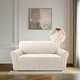 BellaHills Elastische Sofabezug 2 Sitzer (135-165CM), High Stretch Couchbezug Sofaschoner rutschfest für Hunde Haustiere, Natürlich