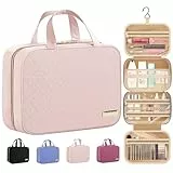HOTOR Kulturtasche Damen wasserdichte  Kosmetiktasche mit Haken – Geräumige  Kulturbeutel Damen  für Reisen – Groß  Kulturbeutel Zum Aufhängen für  Weekender Damen, 29.0 x 23.0 x 8.5cm, Rosa