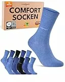 sockenkauf24 Comfort Socken ohne Gummibund & ohne Naht für Damen & Herren (10 Paar) Gesundheitssocken ohne Gummi mit Komfortbund 70209T (Schwarz Blau 39-42)