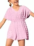 Haloumoning Mädchen Bademode Cover Ups Kinder Strand Coverups Bikini Badeanzug Cover Up Niedliches Strandkleid, Rosa, 6-8 Jahre