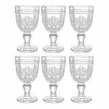 BUTLERS 6er Set Weingläser 230ml Kelchgläser - VICTORIAN - Wassergläser mit Fuß Vintage Design | spülmaschinenfeste Retro Gläser bunt mit Prägung | Trinkgeschirr für Wasser, Saft, Cocktails