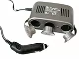 Eufab 16566 Steckdose 3 in 1, 12 V, mit 10 A Sicherung, Kontroll-LED als Batteriestromanzeige, 1m Kabel für Zigarettenanzünder