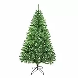 SOLAGUA NAVIDAD Künstlicher Weihnachtsbaum, Lametta-Blatt-Tanne 120–210cm Bäume mit Metallunterstützung (Glitzergrün, 150cm 293Tips)