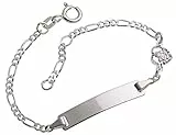 Silberketten Store Baby- & Kinder ID Armband Engel-Anhänger inkl. Gravur & Geschenksäckchen I aus 925 Silber I nickelfrei & allergiker-geeignet I 10 verschiedene Schriftarten I 13 cm