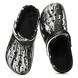 Gaatpot Clogs Gefüttert Herren Hausschuhe Winter Warme Gefütter Pantoletten Slip-On Gartenschuhe Rutschfest Plüsch Schuhe Schwarz 44/45EU (280)