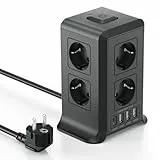 Mehrfachsteckdose mit USB-C, 8 Fach Steckdosenleiste mit Schalter, steckerleiste mit 4 USB, Mehrfachstecker 2M Verlängerungskabel, steckdosenwürfel mit Überspannungsschutz für Zuhause, Büro,Küche