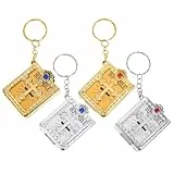 VOSAREA Mini Bibel Anhänger: 4 Stück Bibel to go Schlüsselanhänger Gold Silber - Mini Bibeln katholisch Schlüsselbund für unterwegs Souvenir Jesus Schlüsselanhänger