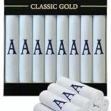 Herren Taschentücher/Taschentücher mit Satinumrandung und blauen bestickten Initialen, A, Einheitsgröße, 7 Stück