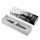 Parker Jotter Kugelschreiber | Sonderedition | New York City (NYC) Schwarz in silberner Ausführung | Blaue Tinte | Geschenkbox