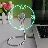 USB Uhr Ventilator, huiheng Mini LED Lüfter Faltbar Schwanenhals Für, LED Uhr Fan Leise Für Laptop Notebook Desktops Zuhause und Büro