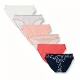 Amazon Essentials Damen Bikinihose aus Baumwolle (in Übergröße erhältlich), 6er-Pack, Mehrfarbig/Punkte/Sterne/Streifen, 40