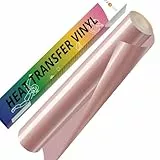 HTVRONT Plotterfolie Textil Roségold - 30.5cm × 152.4cm Flexfolie Plotter Textil zum Aufbügeln auf T-Shirt, Iron on Folie für Silhouette Cameo
