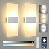 Lightsjoy 2x 12W LED Dimmbare Wandleuchte Innen mit Fernbedienung Moderne Wandlampe up and down Innenbeleuchtung Flur Belechtung für Wohnzimmer Treppe Flur Warmweiß, Kaltweiß, Neutralweiß(2700K-6500K)