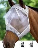 Harrison Howard CareMaster Pferde Fliegenmaske UV-Schutz mit Ohrenschutz Silber Vollblut (M)