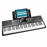 RockJam RJ361 Keyboard Piano mit 61 Tasten für Anfänger, tragbares elektronisches Keyboard mit Notenhalter, Netzteil, Notenaufklebern und Unterricht
