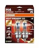 Osram NIGHT BREAKER 220, H4, +220% mehr Helligkeit, Halogen-Scheinwerferlampe, 64193NB220, Faltschachtel (2 Lampen), white