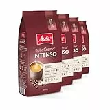 Melitta BellaCrema Intenso Ganze Kaffee-Bohnen 4 x 1kg, ungemahlen, Kaffeebohnen für Kaffee-Vollautomat, kräftige Röstung, geröstet in Deutschland, Stärke 4, im Tray
