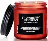 M&SENSE Erdbeer Eis Duftkerzeim Glas große 2 Docht Soja-Kerze, 330g bis zu 70 Stunden lang anhaltende Kerzen für Zuhause Geschenk Kerze und Heimdekoration für Frauen und Männer