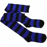Amosfun Gestreifte Overknee-Strümpfe, Anime-Socken, Adrette Socken für Frauen und Mädchen, Blau