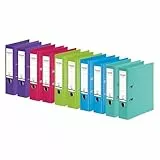 Original Falken 10er Pack Chromocolor Premium-Ordner. Made in Germany. Kunststoffbezug außen und innen 8 cm breit DIN A4 farbig sortiert zu je 2x mint, hellblau, lindgrün, pink, violett