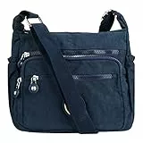 Milky Way Damen Umhängetasche mit Mehreren Taschen, wasserdichte Nylon Mittelgroß Crossbody Bag Handytasche zum Umhängen Umhängetaschen für Mädchen und Damen (blau)