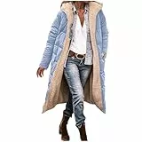 Generisch Mantel Damen Winter Steppjacke Lang Winterjacke Gefüttert Daunenmantel Warme Parka Daunenjacke Teddy Puffer Jacke Große Größen Wintermantel Frauen Dicke Outdoorjacke Steppmantel Hellblau S