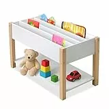 Relaxdays Bücherregal Kinder, 4 Buchablagen, offenes Fach, Spielzeug & Bücher, Kinderregal HBT: 44x80x40 cm, weiß/Natur