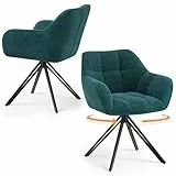 COLAMY Drehstühle für Esszimmer, 2er Set, Drehbare Polsterstühle mit Armlehnen und Rückenlehne, Bequeme Küchenstühle für Wohnzimmer & Essbereich, Grün