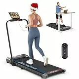 THERUN Laufband für Zuhause Klappbar, Walking Pad Leise mit Handlauf&LED-Anzeige, Treadmill bis 10 km/h,Doppelte Stoßdämpfung Laufband Schreibtisch für Zuhause&Büro, Keine Montage Erforderlich