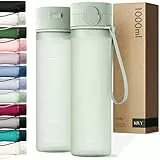 KIVY Tritan Trinkflasche 1l - Kohlensäure geeignet & Auslaufsicher - Für Sport, Schule & Büro - Sport Trinkflasche Gym - Wasserflasche Sprudel geeignet - Sportflasche 1 Liter - BPA Frei