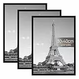 upsimples 3 Pack Bilderrahmen 30x40, Bilderrahmen 30x40 Schwarz für Fotogalerie, Einschubstreifen, Horizontale oder Vertikale Wandmontage